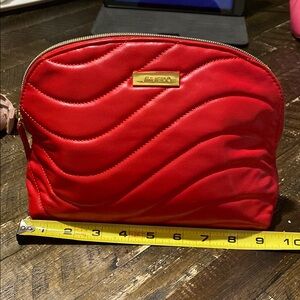 Red Quilted Cosmetic Bag/Purple toiletries Bag.